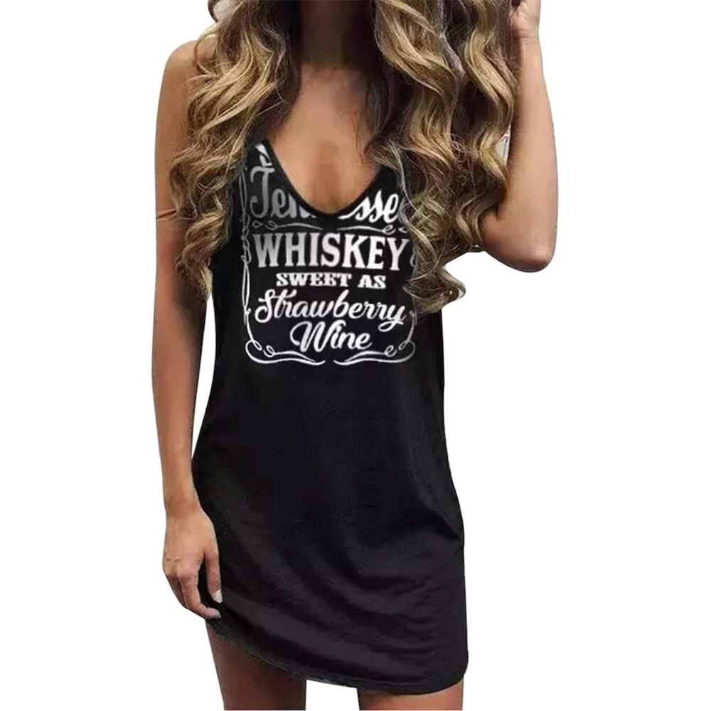 Women's Black Graphic Print Mini Dress Coverup Size M
